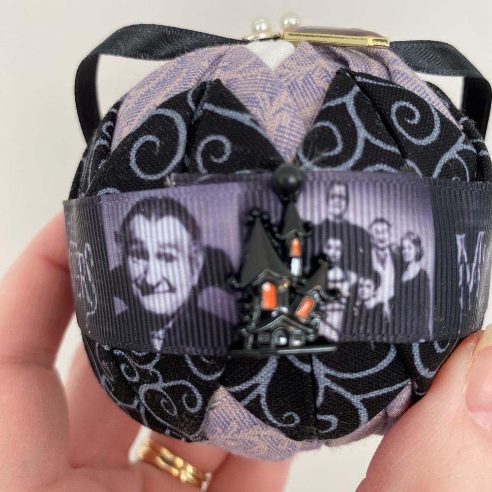 Munsters inspired TV show handmade quilted ornament with charms